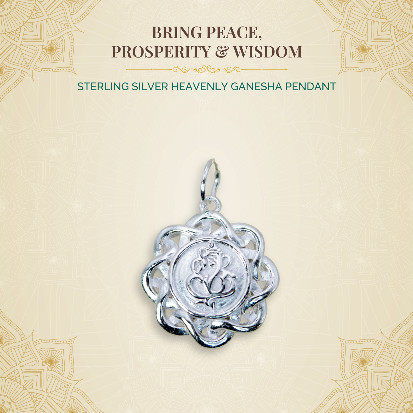 Sterling Silver Heavenly Ganesha Pendant (Pendant only, without chain)