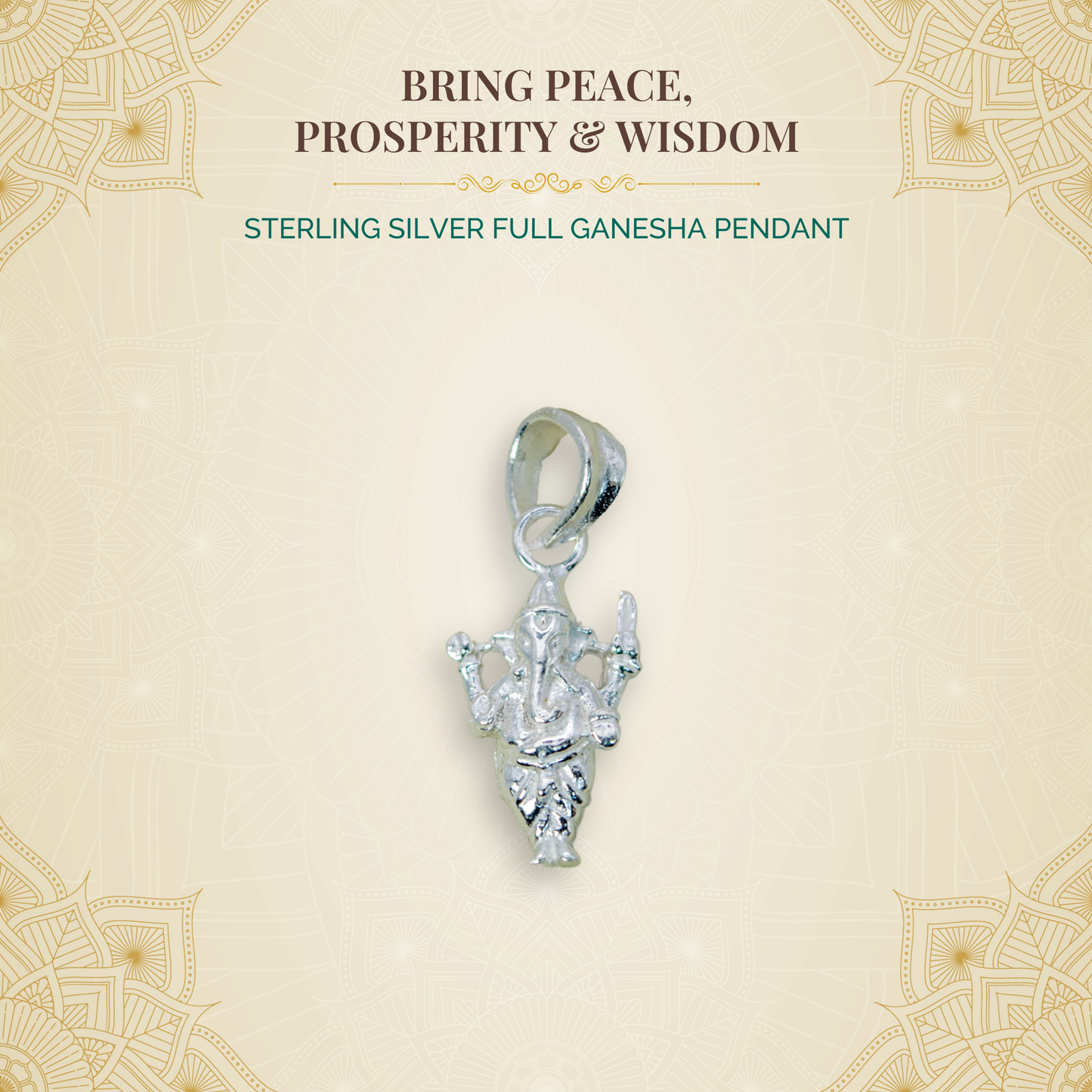 Sterling Silver Full Ganesha Pendant (Pendant only, without chain)