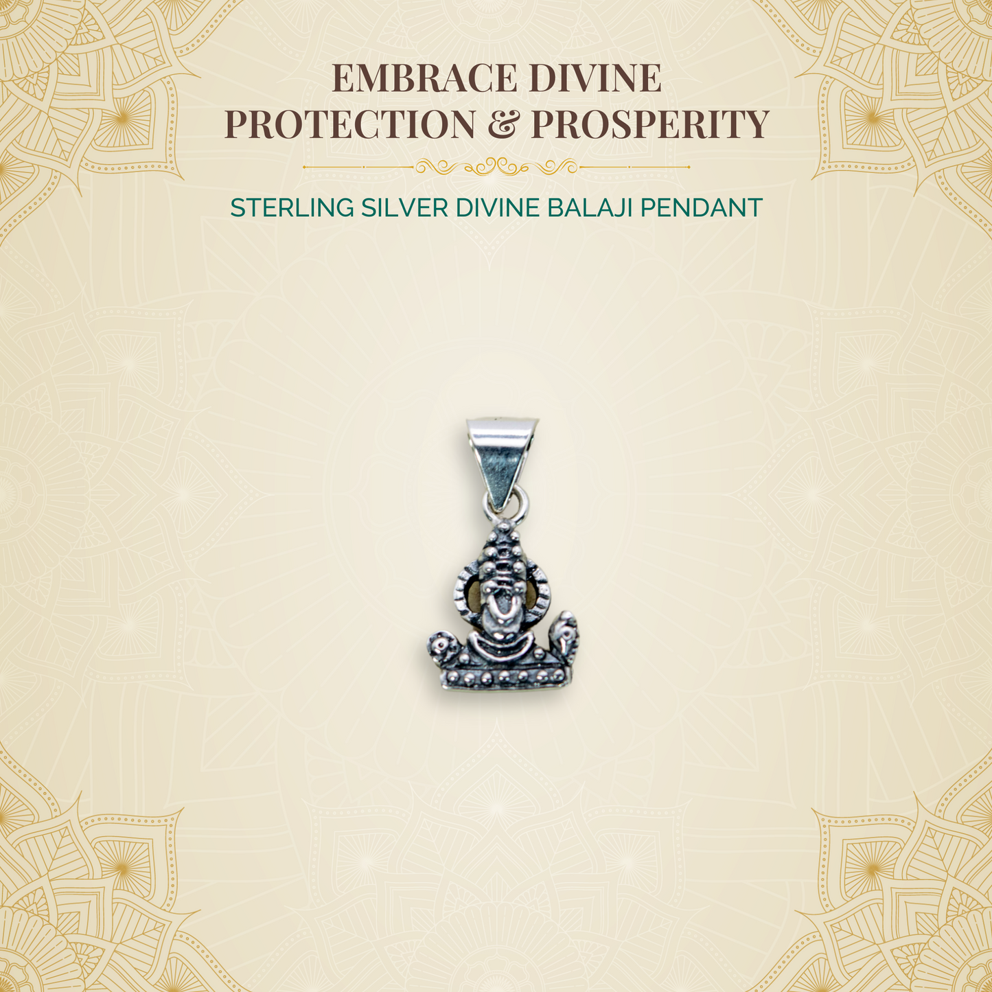 Sterling Silver Divine Balaji Pendant (Pendant only, without chain)
