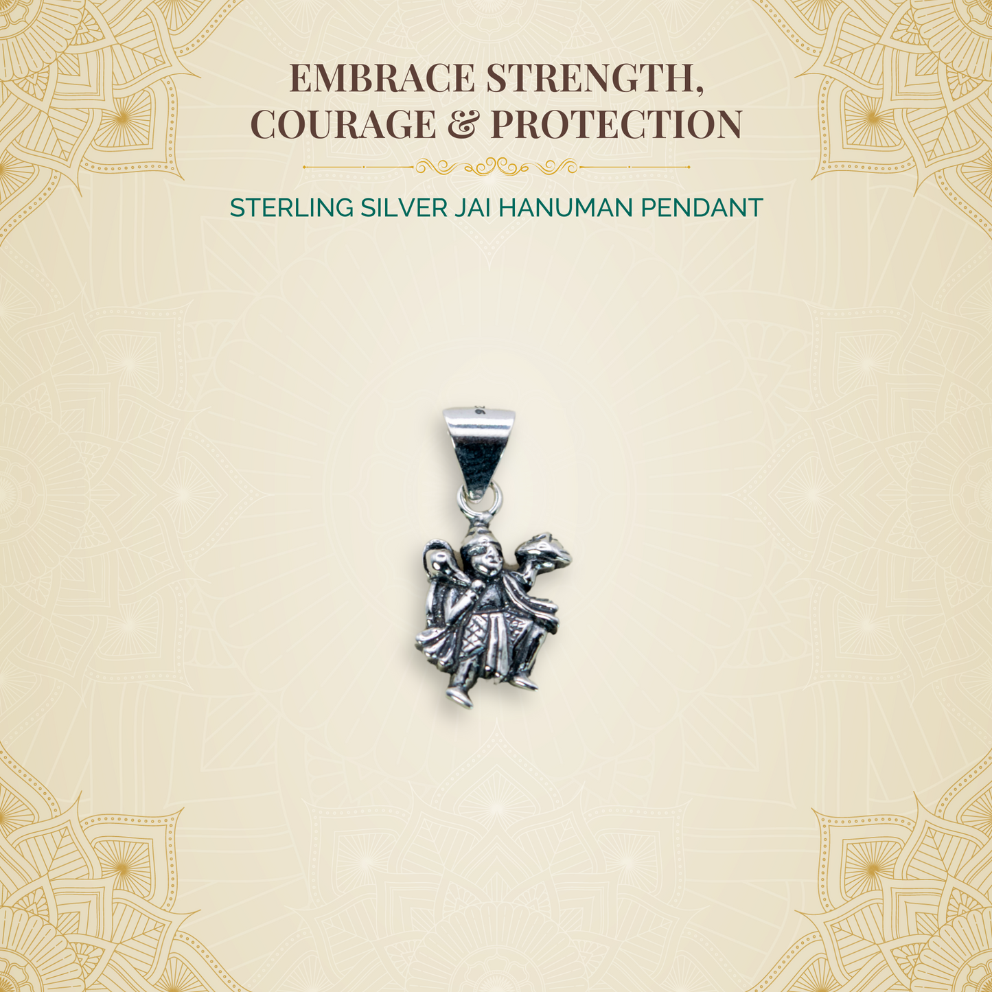 Sterling Silver Jai Hanuman Pendant (Pendant only, without chain)