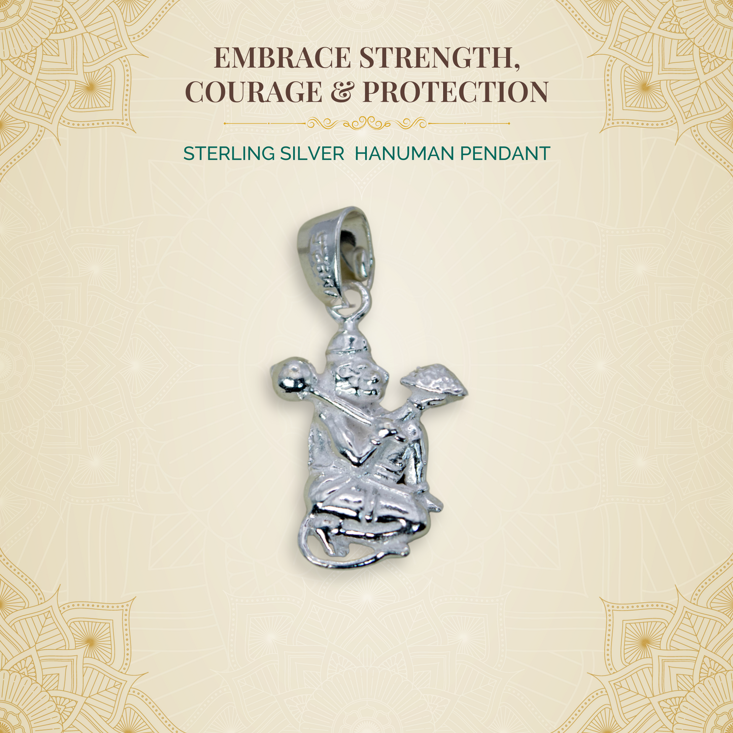 Sterling Silver Hanuman Pendant (Pendant only, without chain)