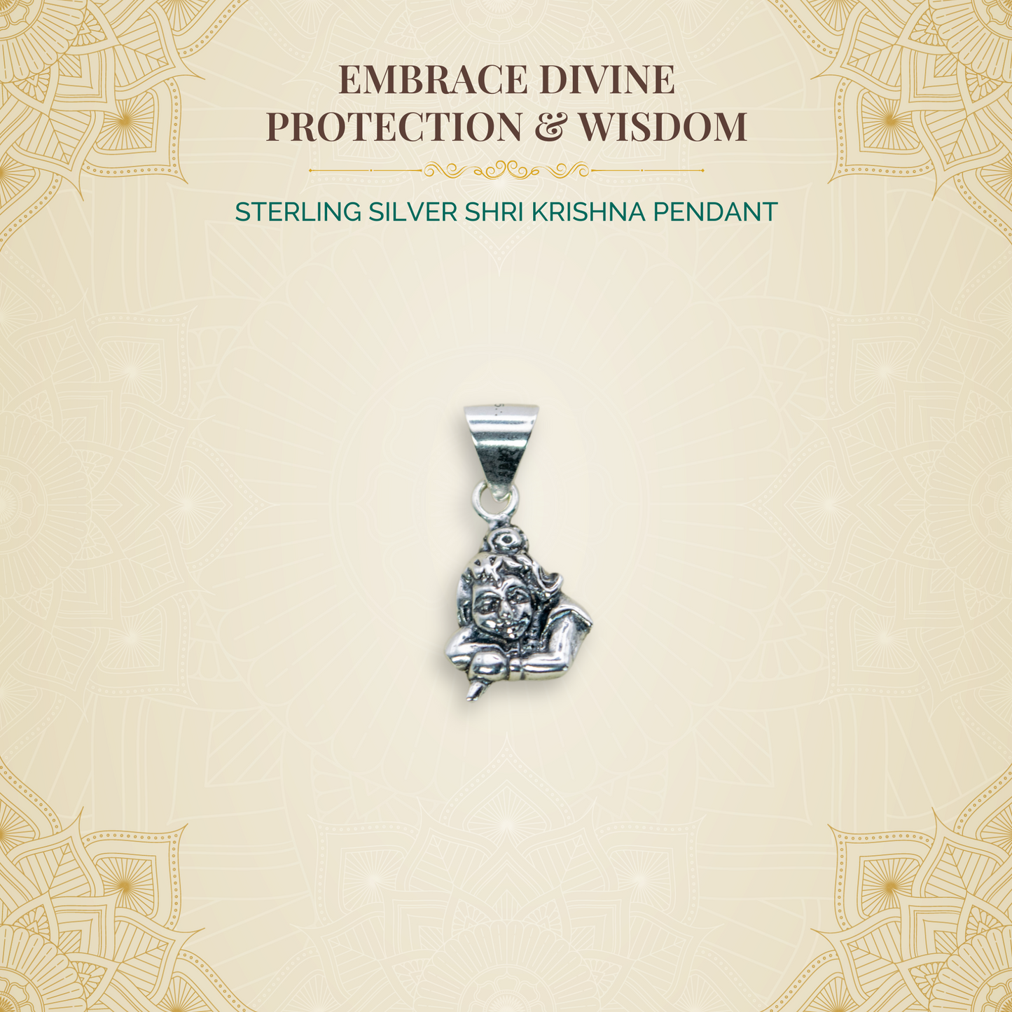Sterling Silver Shri Krishna Pendant (Pendant only, without chain)