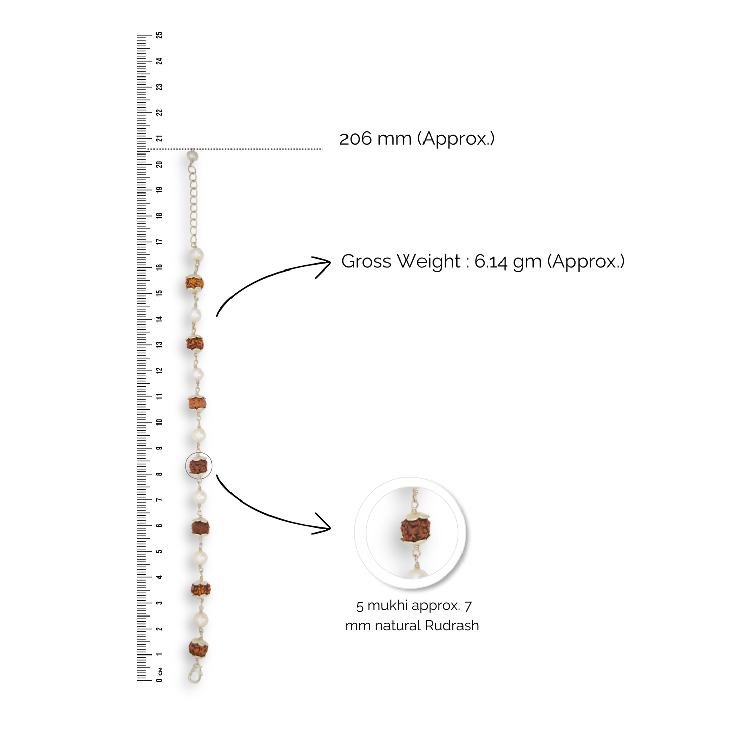 Silver Rudraksh and Pearl Bracelet