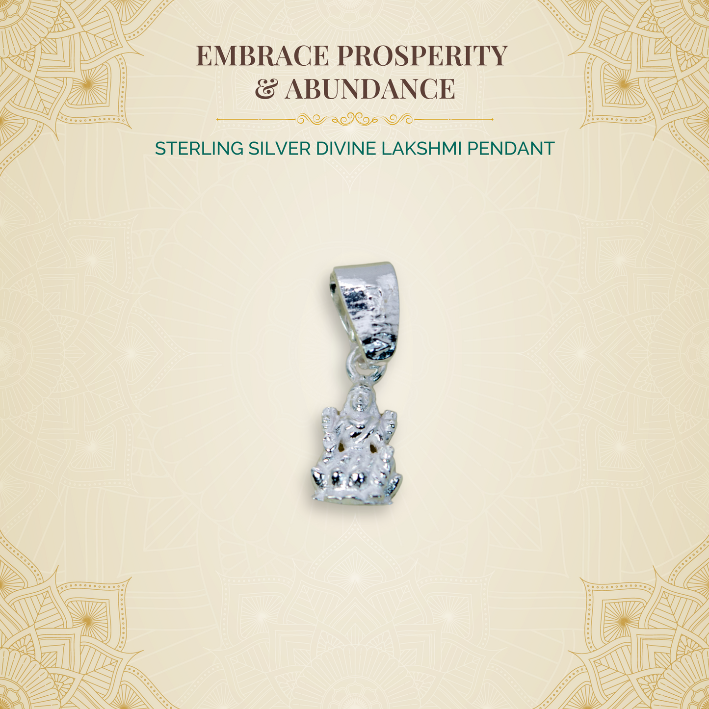 Sterling Silver Divine Lakshmi Pendant (Pendant only, without chain)