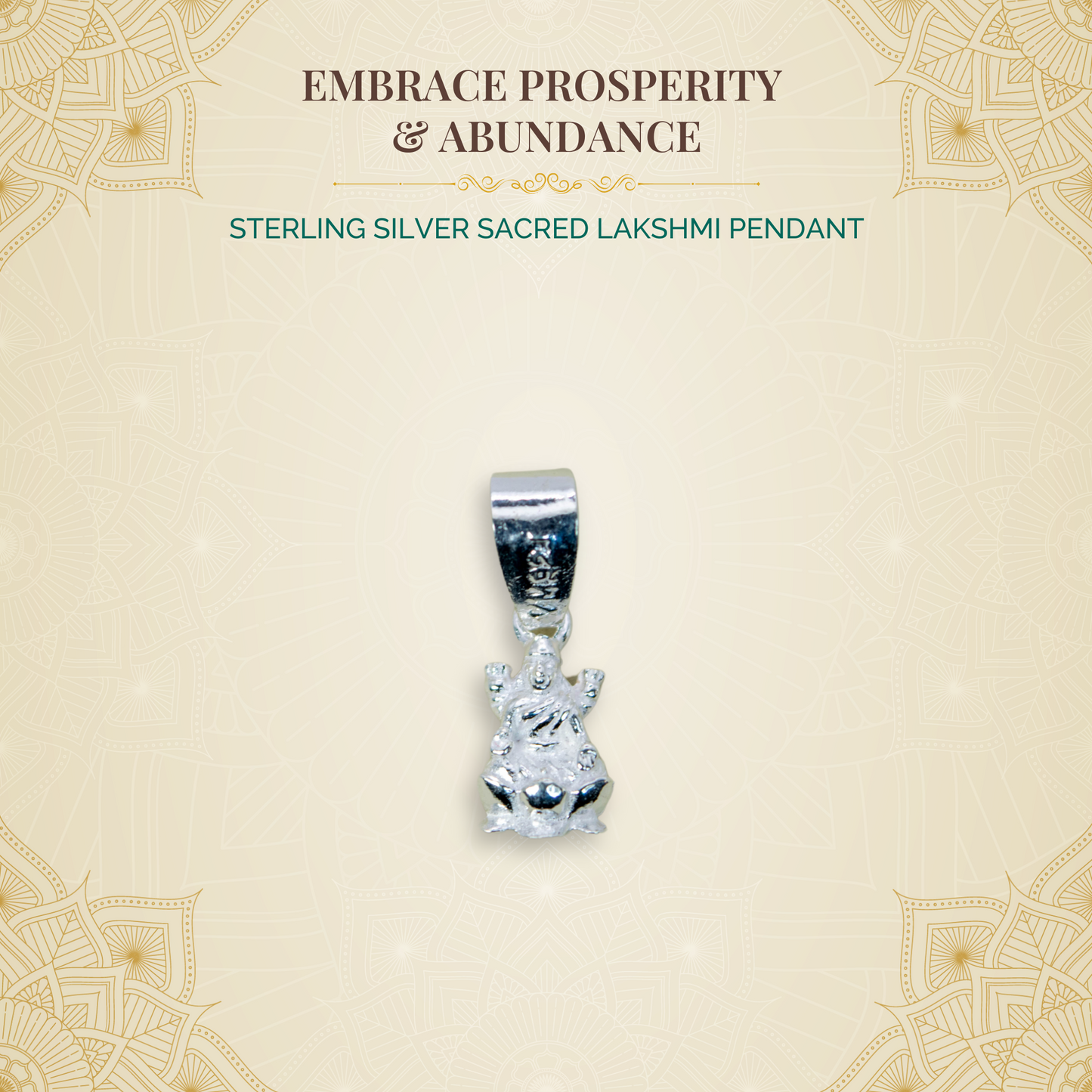 Sterling Silver Sacred Lakshmi Pendant (Pendant only, without chain)
