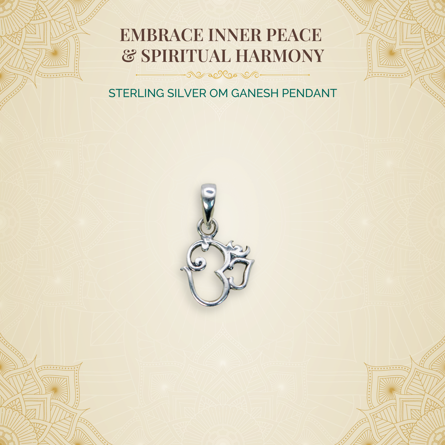 Sterling Silver Om Ganesh Pendant (Pendant only, without chain)