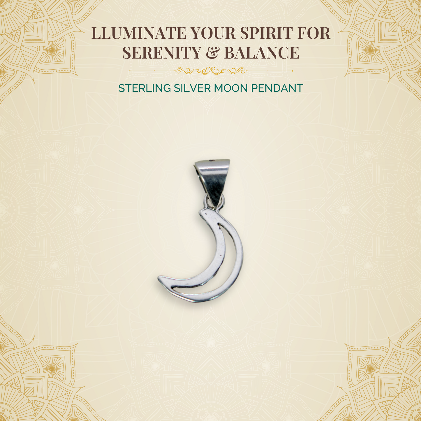 Sterling Silver Moon Pendant (Pendant only, without chain)