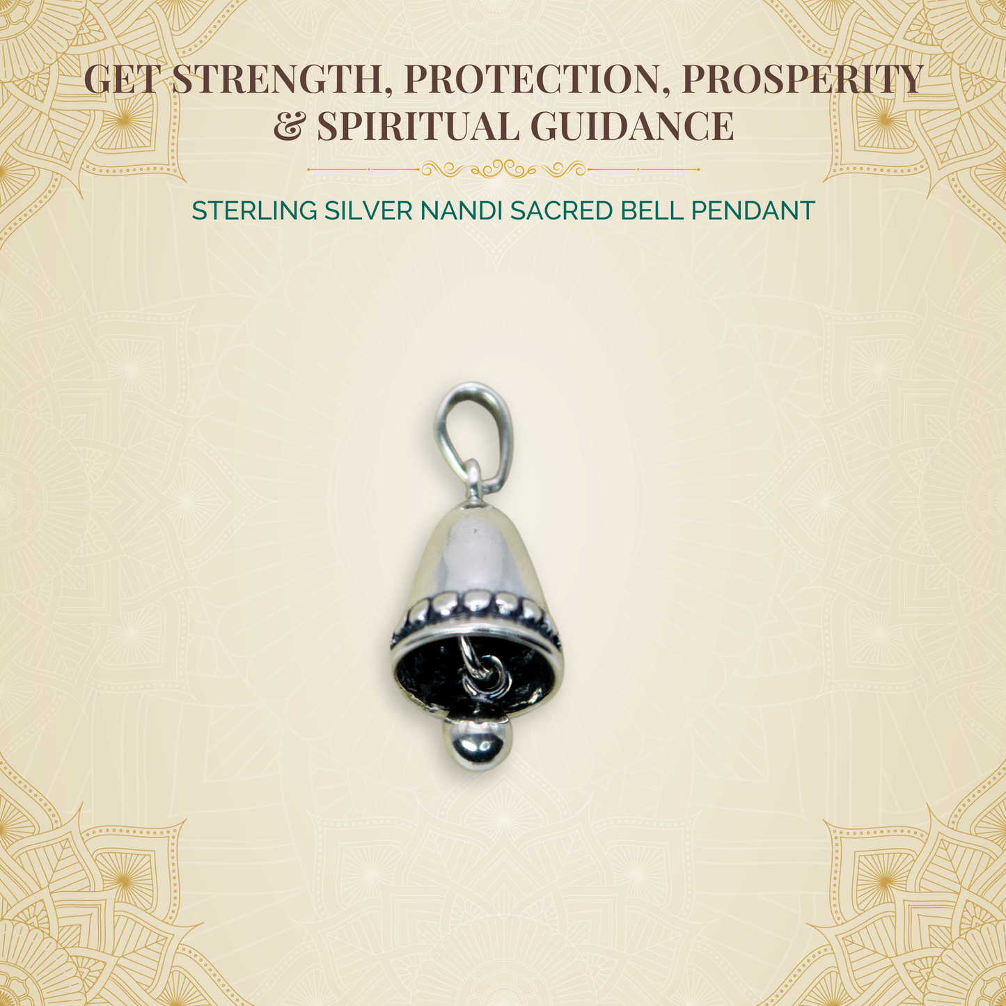 Sterling Silver Nandi Bell Sacred Pendant (Pendant only, without chain)