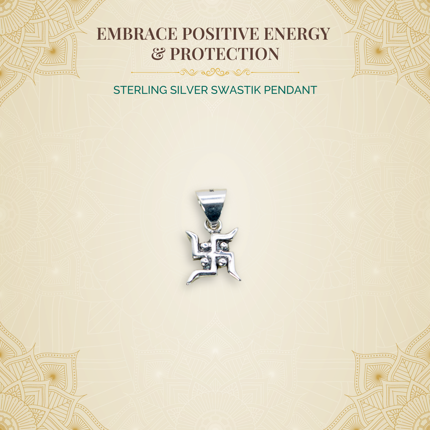 Sterling Silver Swastik Pendant (Pendant only, without chain)