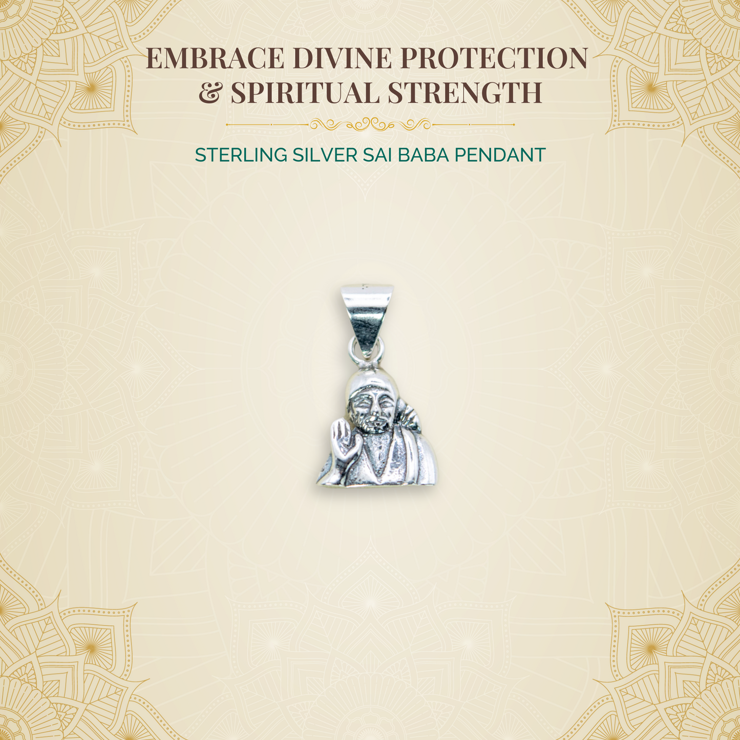 Sterling Silver Sai Baba Pendant (Pendant only, without chain)