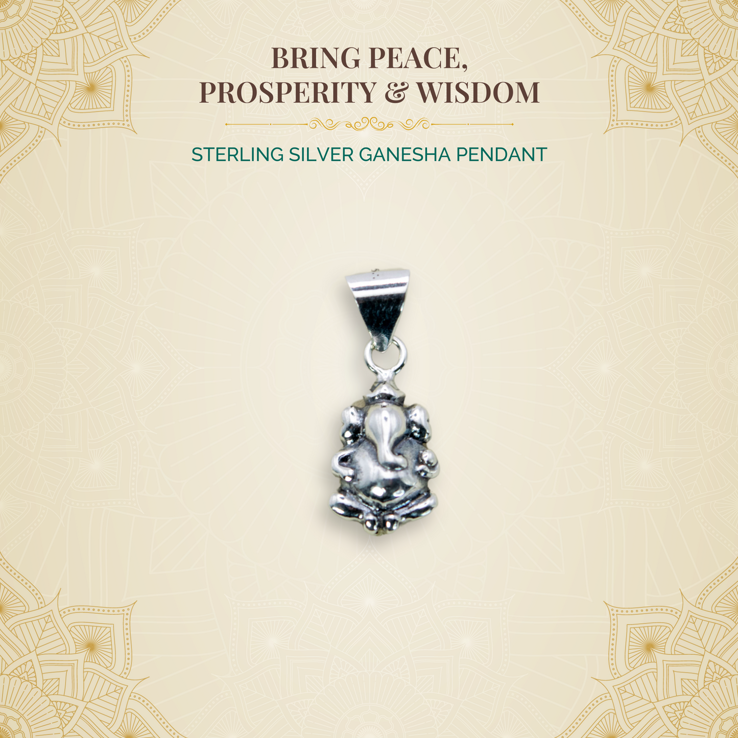 Sterling Silver Ganesha Pendant (Pendant only, without chain)