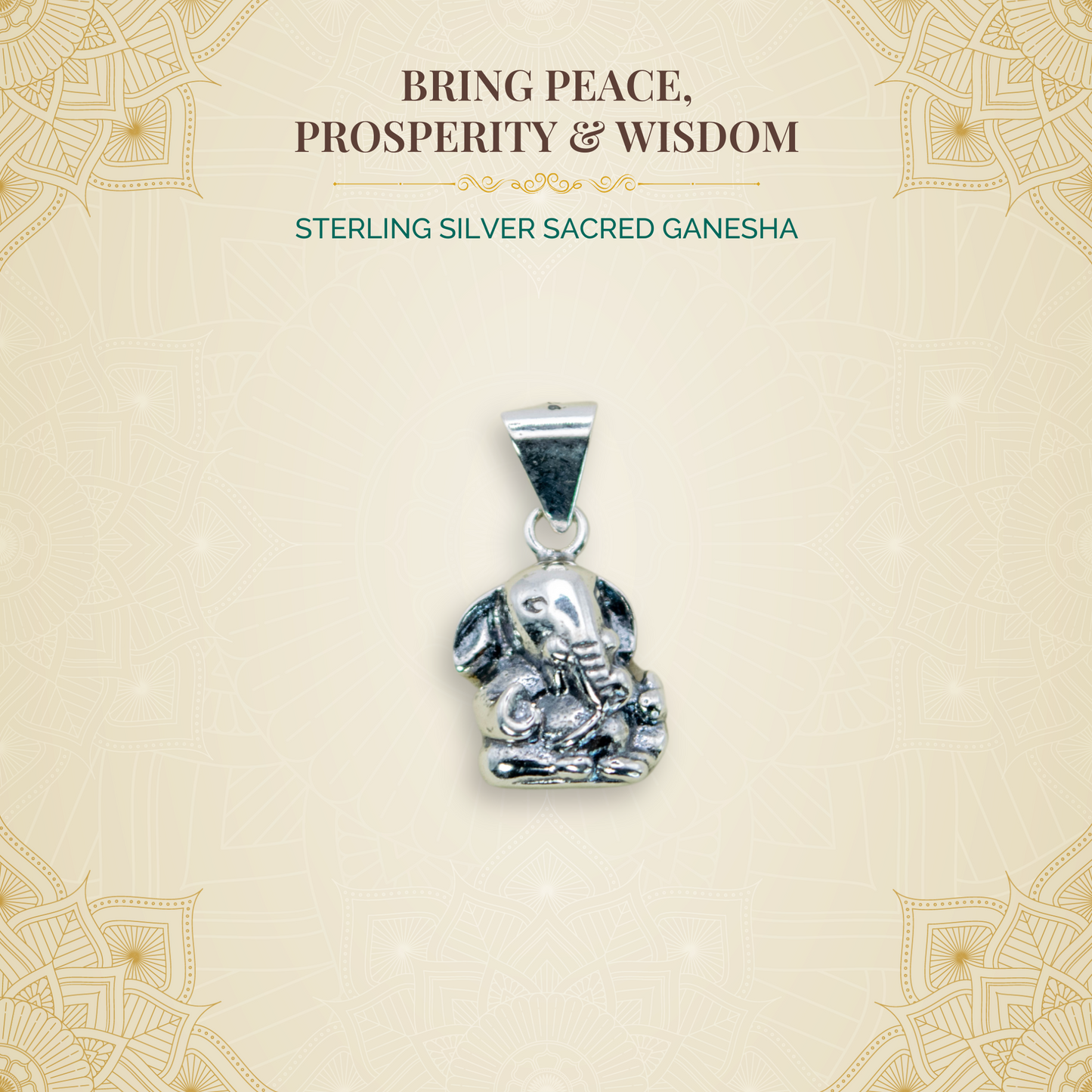 Sterling Silver Sacred Ganesha (Pendant only, without chain)