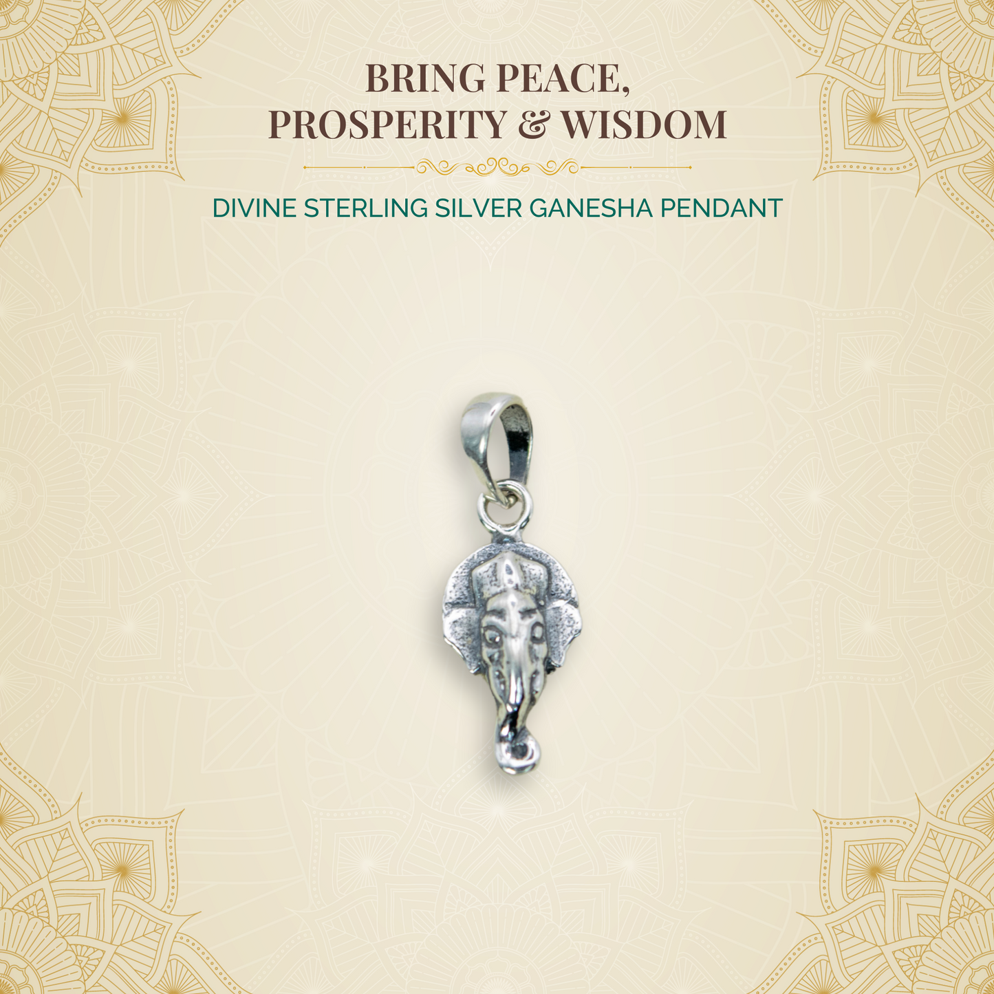 Divine Sterling Silver Ganesha Pendant (Pendant only, without chain)