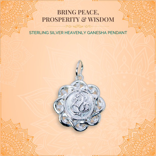 Sterling Silver Heavenly Ganesha Pendant (Pendant only, without chain)