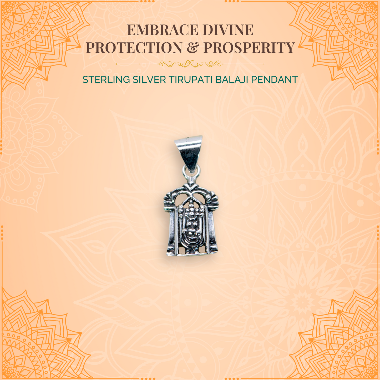 Sterling Silver Tirupati Balaji Pendant (Pendant only, without chain)