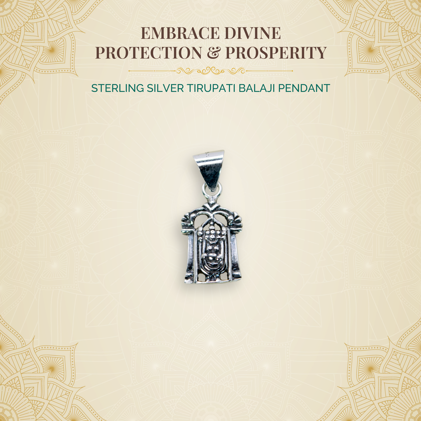 Sterling Silver Tirupati Balaji Pendant (Pendant only, without chain)
