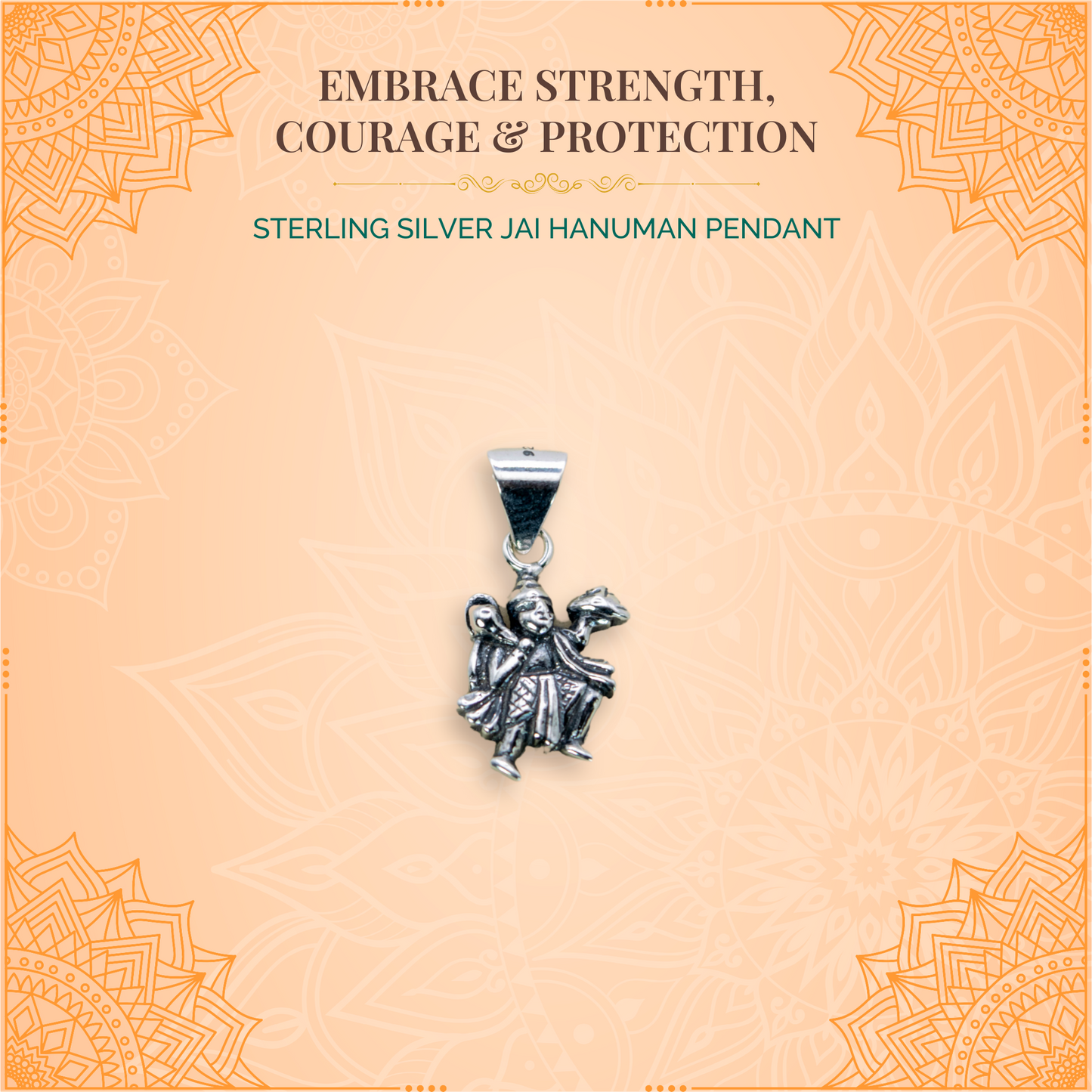 Sterling Silver Jai Hanuman Pendant (Pendant only, without chain)