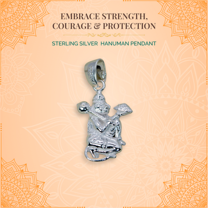 Sterling Silver  Hanuman Pendant (Pendant only, without chain)