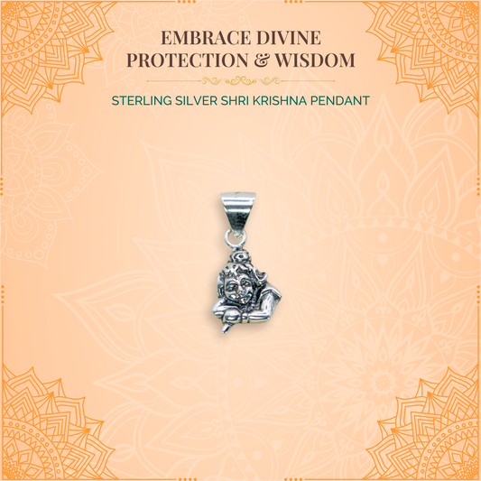 Sterling Silver Shri Krishna Pendant (Pendant only, without chain)