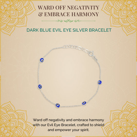 Dark Blue Evil Eye Silver Bracelet