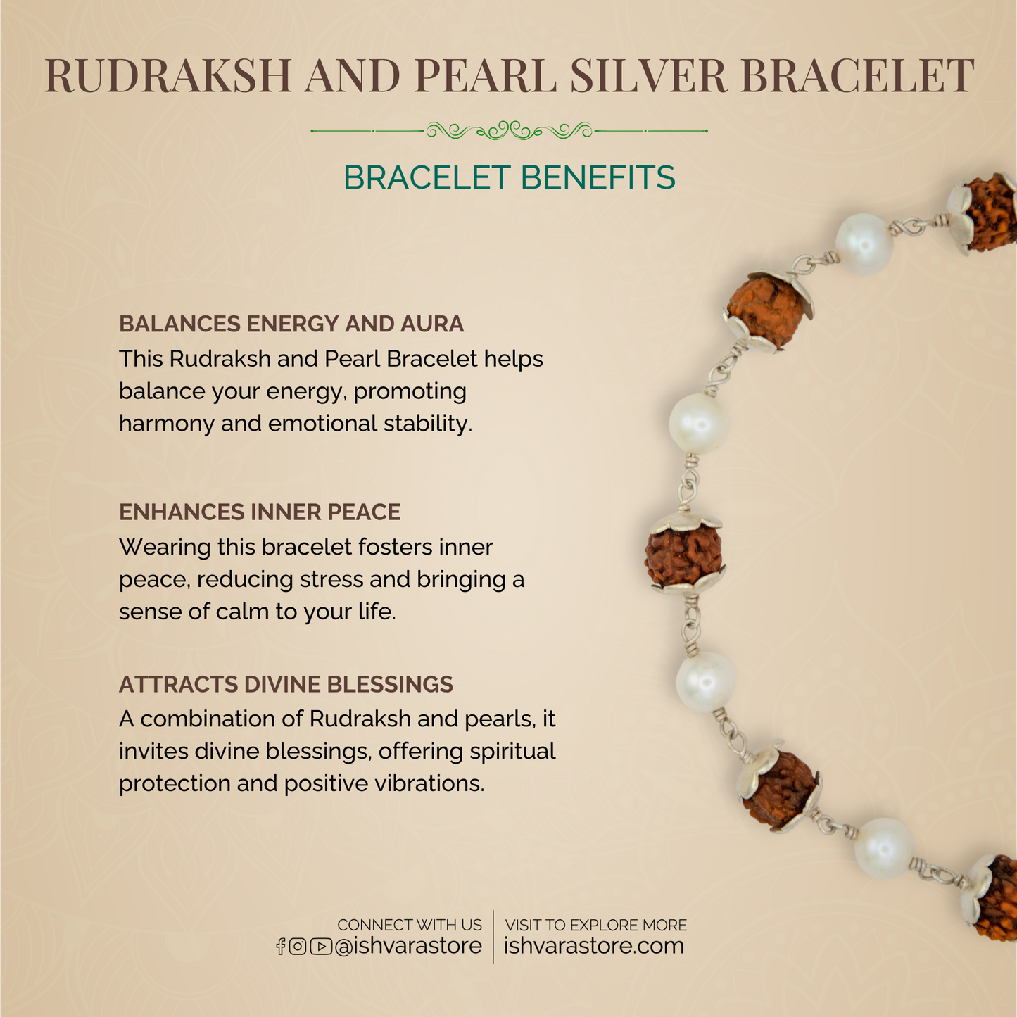 Silver Rudraksh and Pearl Bracelet