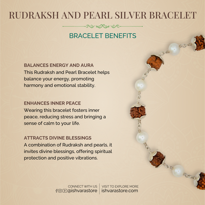 Silver Rudraksh and Pearl Bracelet
