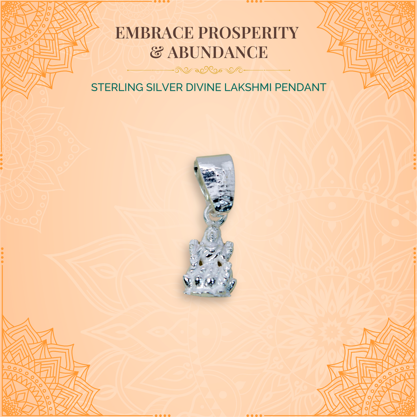 Sterling Silver Divine Lakshmi Pendant (Pendant only, without chain)