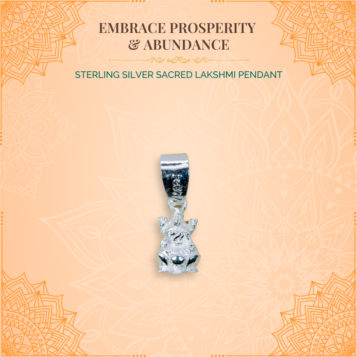 Sterling Silver Sacred Lakshmi Pendant (Pendant only, without chain)