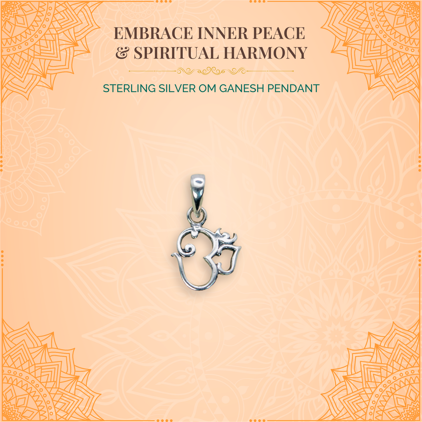 Sterling Silver Om Ganesh Pendant (Pendant only, without chain)