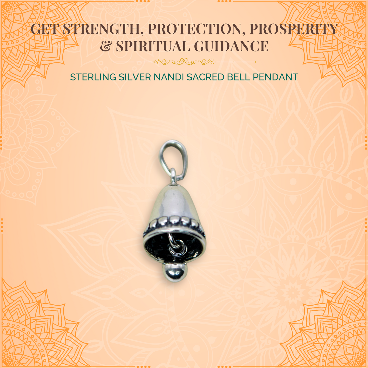 Sterling Silver Nandi Bell Sacred Pendant (Pendant only, without chain)