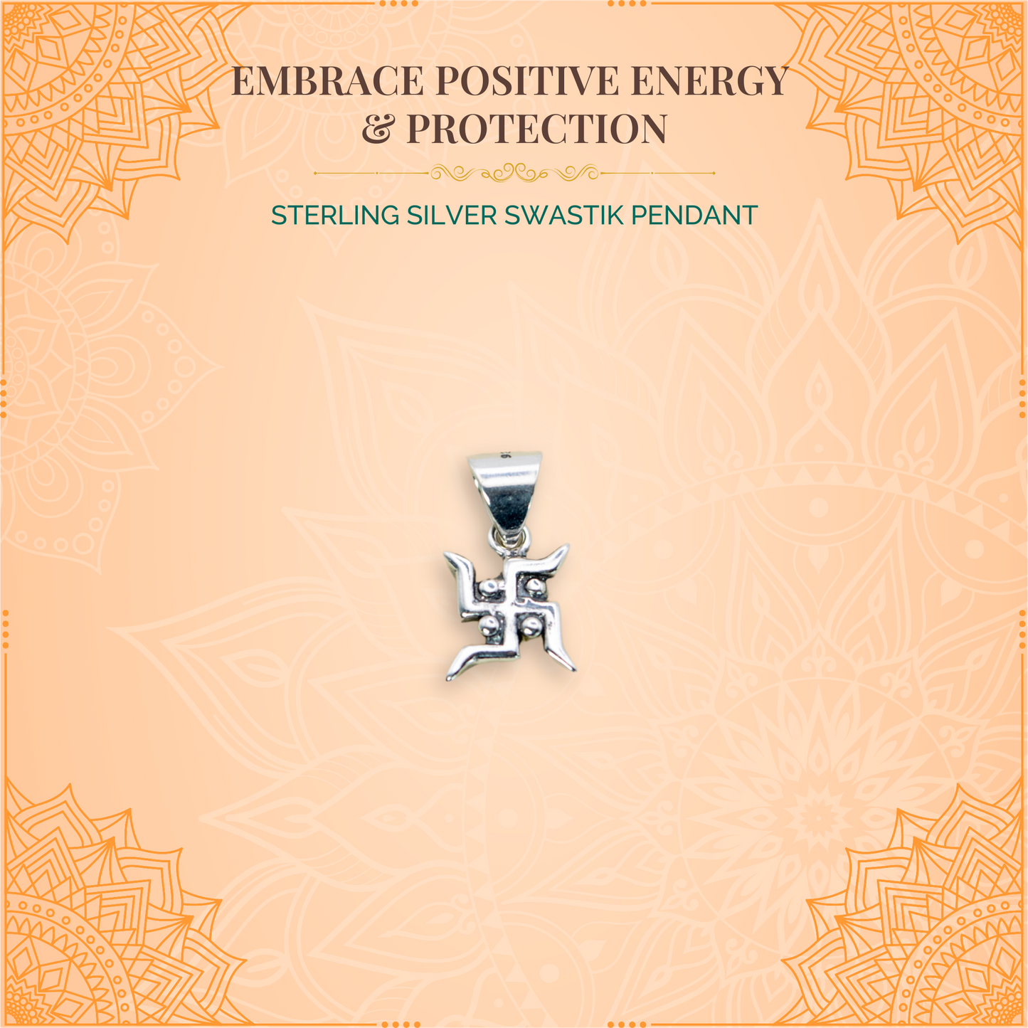 Sterling Silver Swastik Pendant (Pendant only, without chain)