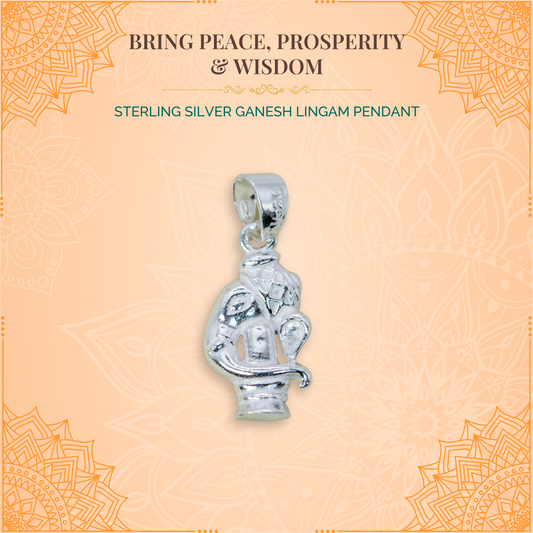 Sterling Silver Ganesh Lingam Pendant (Pendant only, without chain)