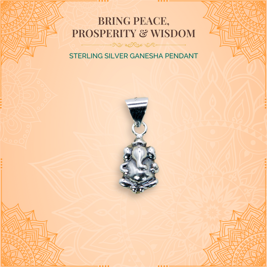 Sterling Silver Ganesha Pendant (Pendant only, without chain)