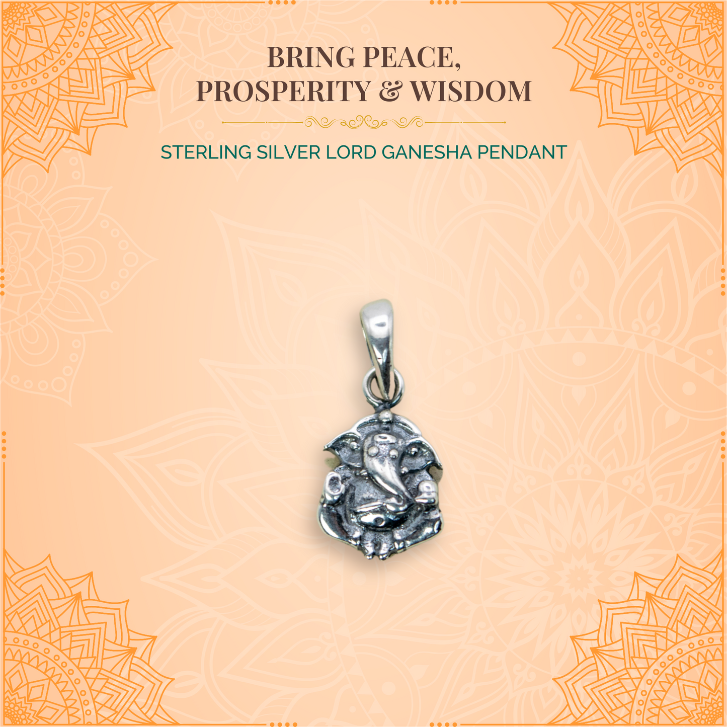 Sterling Silver Lord Ganesha Pendant (Pendant only, without chain)