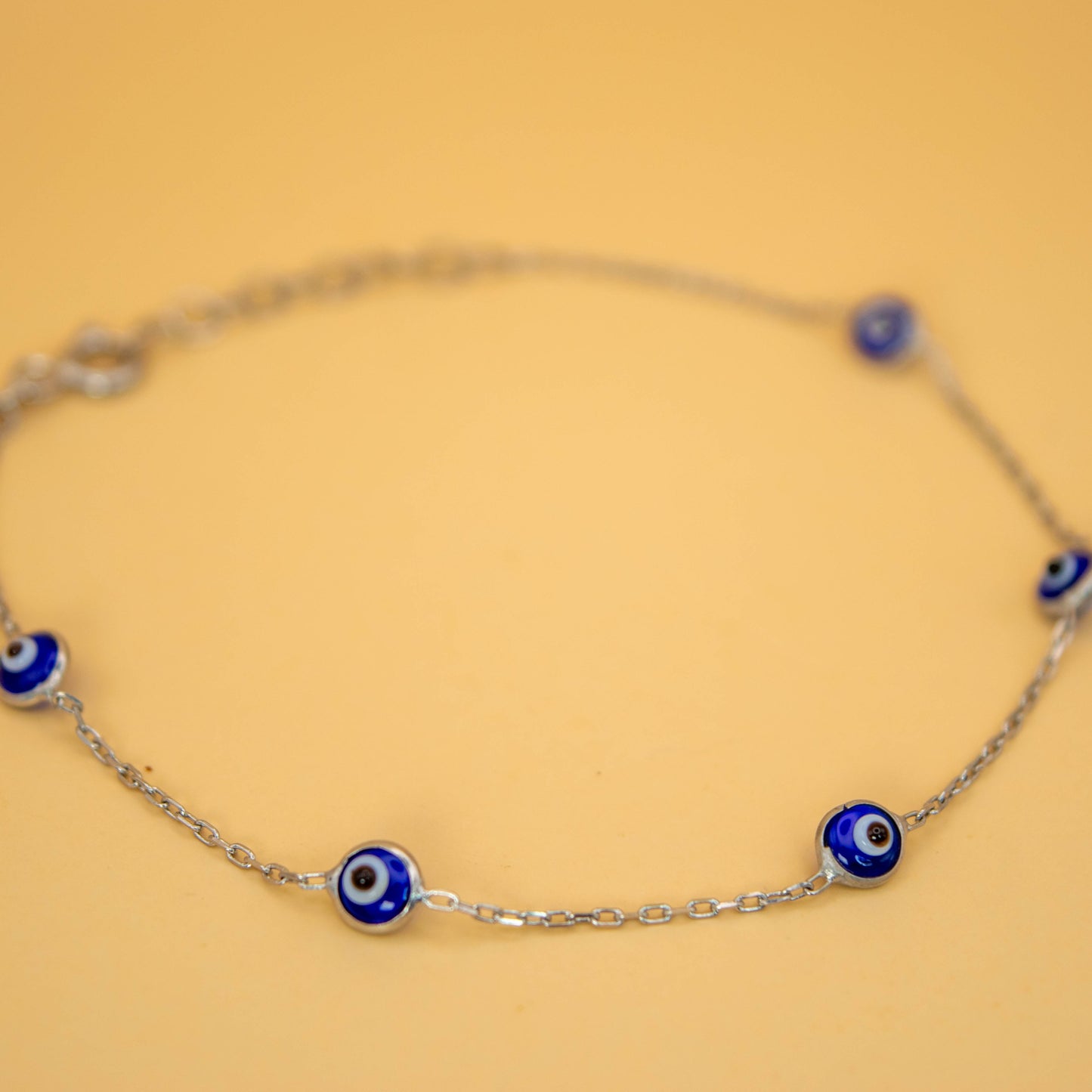 Dark Blue Evil Eye Silver Bracelet