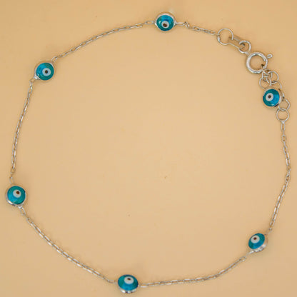 Light Blue Evil Eye Silver Bracelet