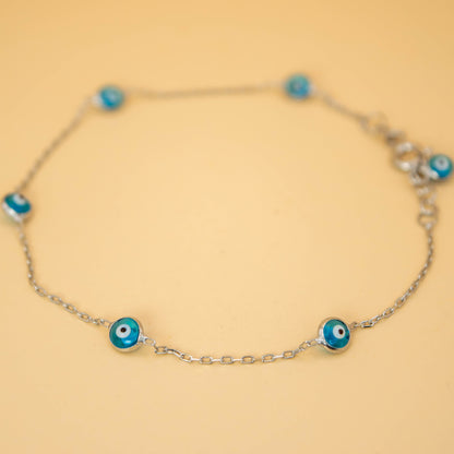 Light Blue Evil Eye Silver Bracelet