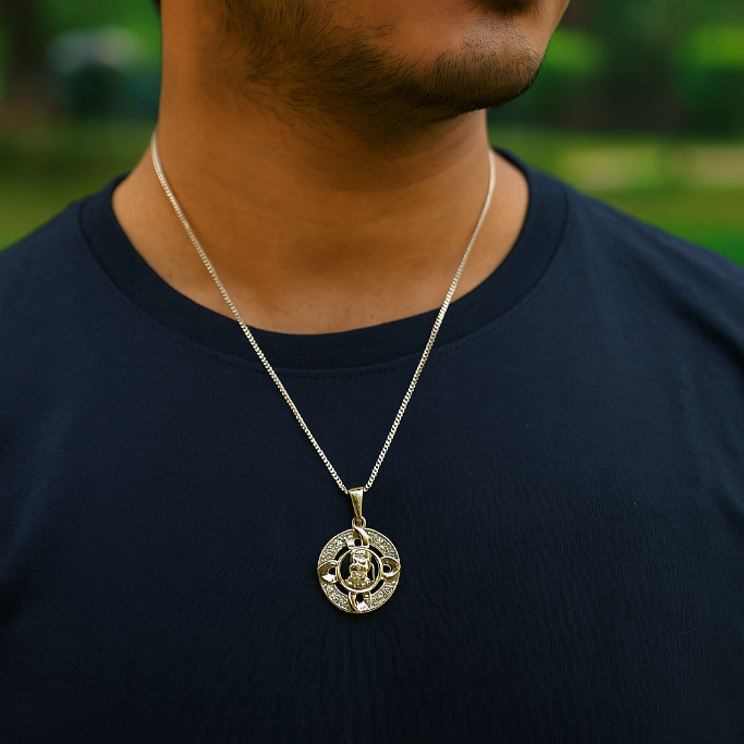 Sterling Silver Shiva Pendant (White Cz Gemstones, Rhodium plating, Pendant only, without chain)